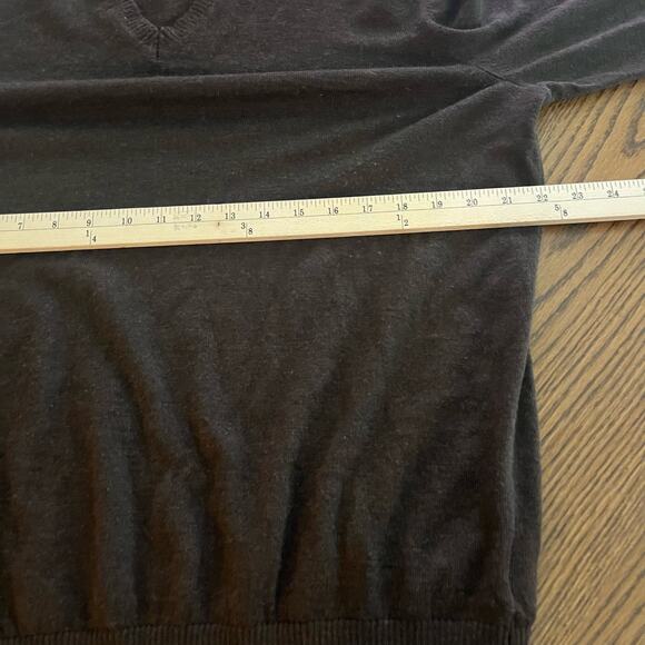 Banana Republic Sweater 100% Extra Fine Merino Wool Brown V Neck-XL - Picture 5 of 5